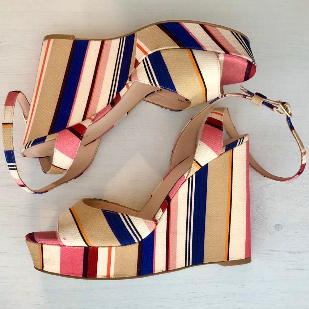 Kate Spade Dellie Striped Wedges Authentic